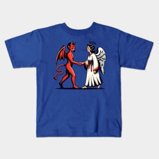 Devil and angel shaking hands Kids T-Shirt